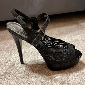 Guess, size 7.5 black lacy heels